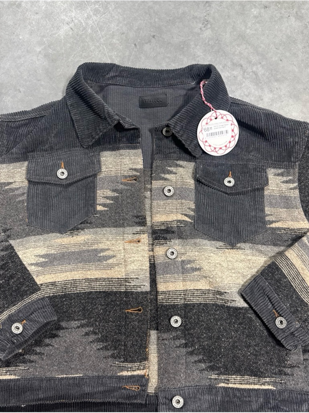 NWT Umgee Black & Gray Patterned womens Zip-Up Sweater Jacket